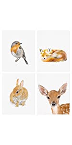 Woodland Animal Art Print Set