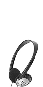 matte black on-ear corded headphones with matte silver/gray accents