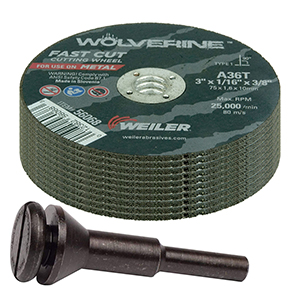 Weiler 56089 Die Grinder Cut Off Wheel and Mandrel Bundle Kit