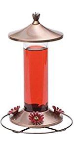 Elegant Copper Glass Hummingbird Feeder with Free Nectar