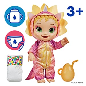 Baby Alive Dino Cuties Doll, Triceratops, Blonde Hair