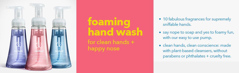 foaming hand wash, hand wash, foaming hand soap, hand soap, method hand soap, meyers hand soap