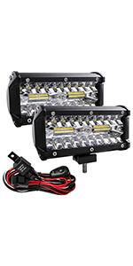 Zmoon Led Light Bar, 2Pcs Off Road Lights 240W 24000lm with Led Wring Harness(10ft /2 Lead)