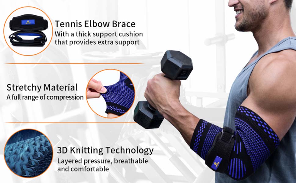 man working out with elbow brace