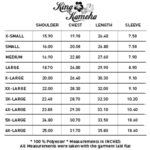 Size Chart King Kameha Merry Christmas X-Mas