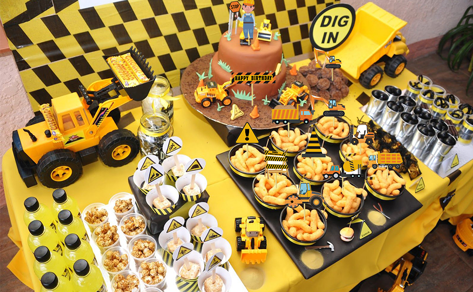 Excavator Bulldozer Tractor Cupcake Toppers