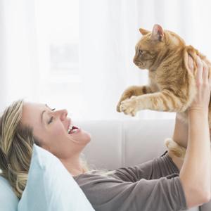 Woman holding cat