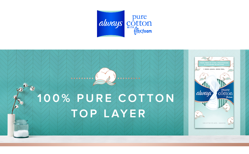 always pure cotton pads for women tampons organic natural hypoallergenic top layer