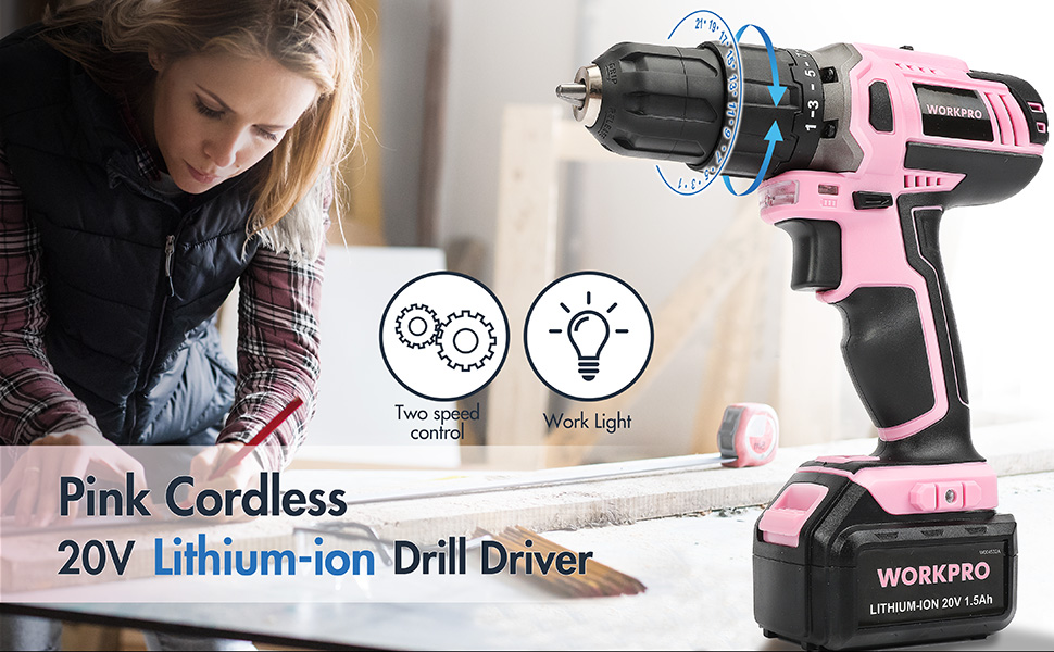 WORKPRO 20V Cordless Drill Driver Set