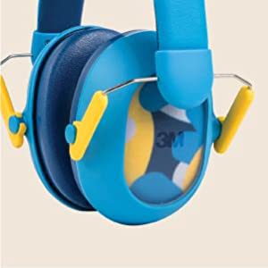 Blue earmuffs shown from the side