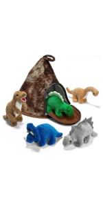 Dinosaur Jurassic Volcano House with 5 Plush Dinosaurs Stuffed Animals