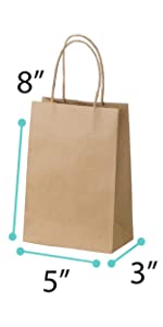 Brown paper bag that measures 5?? x 3?? x 8??