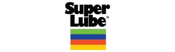 Logo lettering reads Super Lube followed by a box with green, blue, orange, and yellow stripes