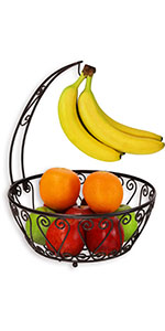 Fruit Basket Bowl with Banana Tree Hanger