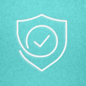 Shield symbol on blue background in white with check mark