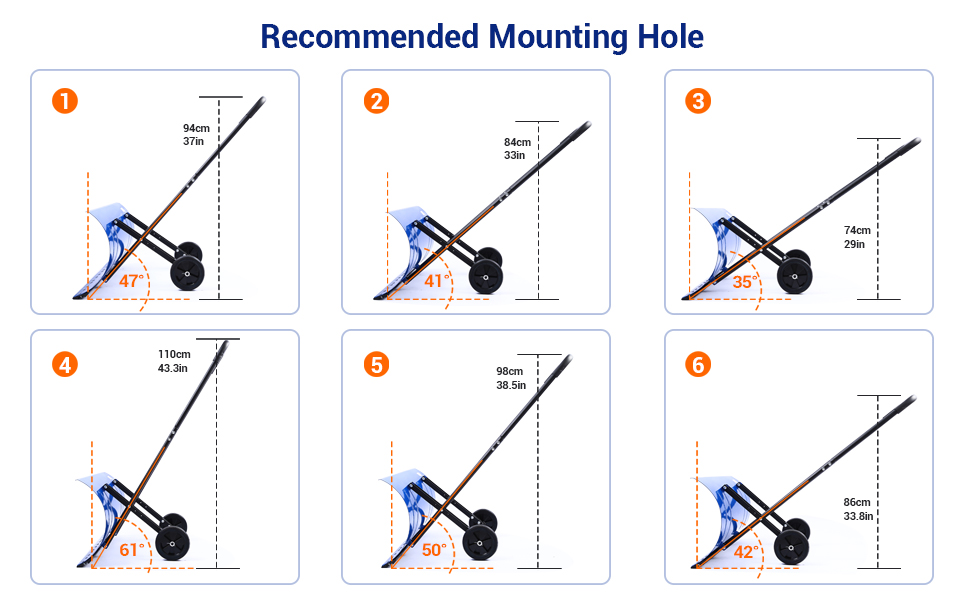 Snow Shovel with Wheels for Driveway Doorway, Ohuhu Heavy Duty Metal Snow Pusher 