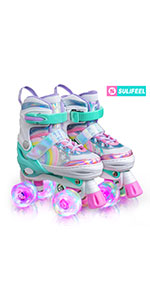 4 Size Adjustable Light up Roller Skates for Girls Boys for Kids