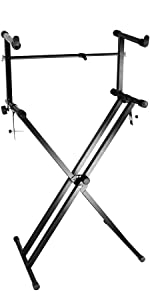 Double-Brace X Keyboard Stand + 2nd Detachable Tier Musical Electronic Piano Stands