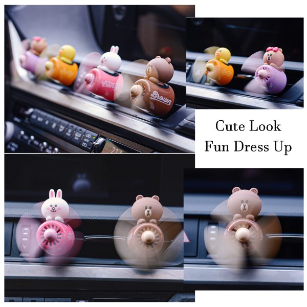 Car Aroma Diffuser Pilot Car Air Outlet Fragrance Diffuser Cartoon Rotating Fan Leaf Car Perfume Cute Cartoon Shape Car Perfume Air Freshener with 2 Fragrances - Image 5