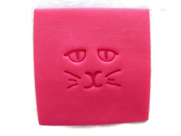 Cat Kitty face stamp for soap clay cement - Image 2