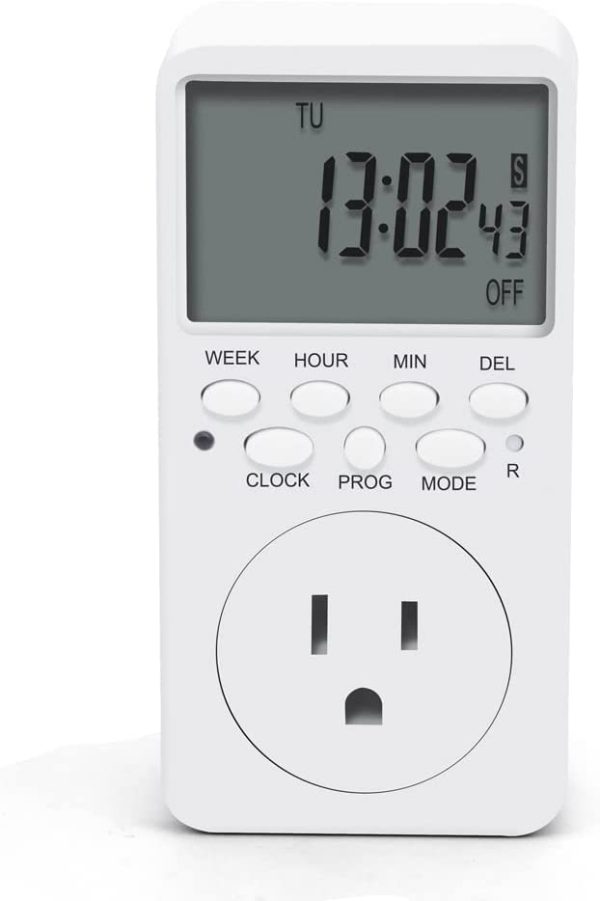 Outlet Timer, Digital Programmable Timer,  7 Day Weekly Heavy Duty Smart Indoor Timer for Electric Outlets, Wall Timer Switch Grounded