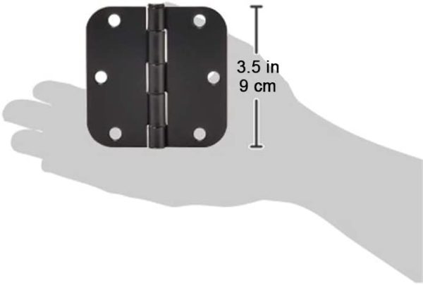 Amazon Basics Rounded 3.5 Inch x 3.5 Inch Door Hinges, 18 Pack, Matte Black - Image 6