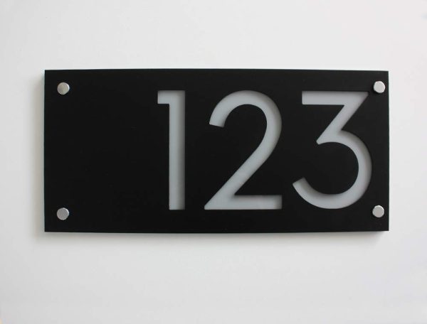 Modern House Numbers, Rectangle Black with Grey Acrylic - Contemporary Home Address -Sign Plaque - Door Number - Image 3