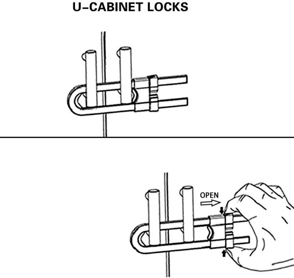 Sliding Cabinet Lock, 6 Pack Child Safety Locks for Cabinet Doors, Baby Child Proof U Shape Locks Latch for Cupboard Kitchen Bathroom Storage Doors Knobs and Handles - Image 7