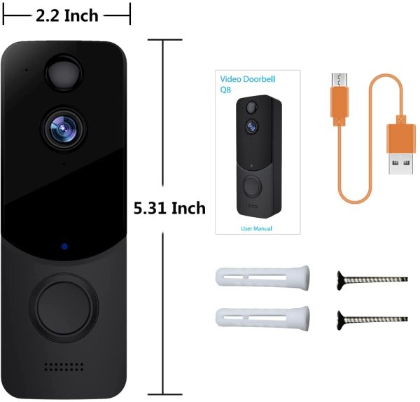 Wireless WiFi Video Doorbell Camera , Door Bell with Human Motion Detection, Night Vision, Battery Powered with2-Way Audio, 166??Wide Angle,IP65 Waterproof ,Lifetime Free Cloud Storage , (Doorbell) - Image 4