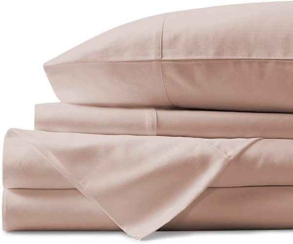 Twin XL Sheets Set -100%Egyptian Cotton Sheets, 400 Thread Count 4pc Twin XL Sheet Set with Sateen Weave Soft, Cotton Sheets Set Fits Mattress Upto 18" Deep Pocket -Blush, College Dorm Room Size - Image 3