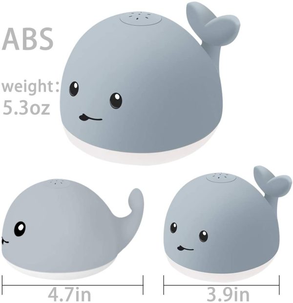 YWL Bath Toys, Bath Toys for Toddlers Water Spray Toys for Kids, Baby Toys Whale Toy Cut Light Up ,Bathtub Toys Spray Water Squirt Toy Whale Water Sprinkler Pool Toys for Toddlers (Gray) - Image 4