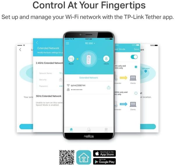 AC1900 WiFi Extender RE550 - Covers up to 2,800 Sq.ft and 35 Devices, Up to 1900Mbps, Dual Band WiFi Repeater, Internet Booster, Gigabit Port, OneMesh Compatible - Image 3