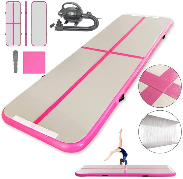 SK DEPOT Inflatable Yoga Track Inflatable Gymnastic Mattress 10ft x 3.4ft x 0.3ft Artistic Gymnastics Tumbling Track Mat Indoor Outdoor Thickness Air Track for Gym Home Indoor Outdoor Training Gymnastic Mat - Image 6