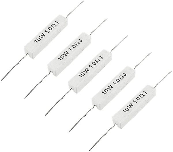 1.0 Ohm 10W Wirewound Ceramic Cement Resistor 5 Pcs - Image 2