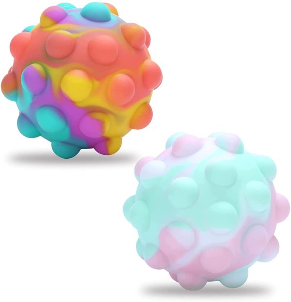 4Pcs Pop Stress Ball Fidget Toy,Push Bubbles Pop Fidget Stress Balls for Kids Adults,Silicone Stress Relief Toys Anti Anxiety Sensory Game Balls Squeeze Ball Fidgets Toys,Nice Christmas Birthday New Year Gift - Image 4