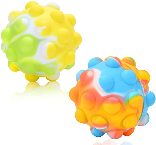 4Pcs Pop Stress Ball Fidget Toy,Push Bubbles Pop Fidget Stress Balls for Kids Adults,Silicone Stress Relief Toys Anti Anxiety Sensory Game Balls Squeeze Ball Fidgets Toys,Nice Christmas Birthday New Year Gift