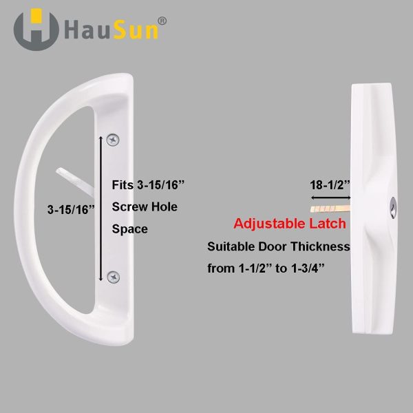 Sliding Patio Door Handle Set with Key Cylinder and Mortise Lock, Full Replacement Handle Lock Set Fits Door Thickness from 1-1/2" to 1-3/4"??-15/16?M?Screw Hole Spacing, Reversible Design(Non-Handed) - Image 7