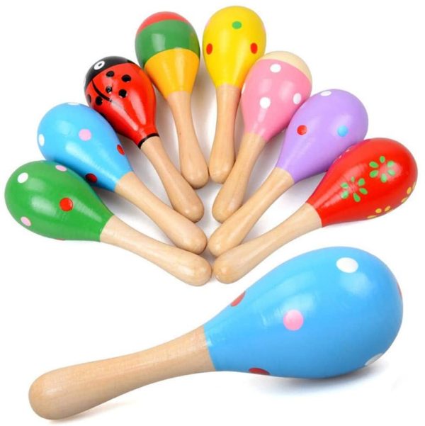 Sansheng 12 PCS Mini Wood Festival Maracas Toys, Wooden Maracas Festival Painting, Wooden Carnival Maracas (Random Colors) - Image 8