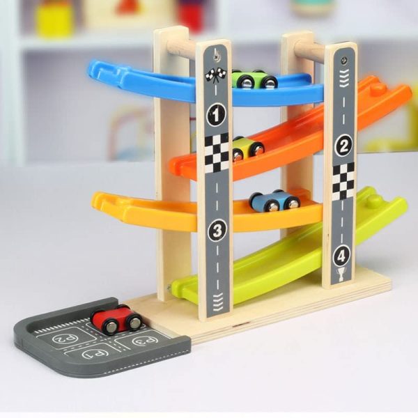 Toddler Toys for 3 4 5 Year Old Boy and Girl Gifts Wooden Race Track Car Ramp Racer with 4 Mini Car,Montessori Toys for Toddlers Boys Girls Gift - Image 3