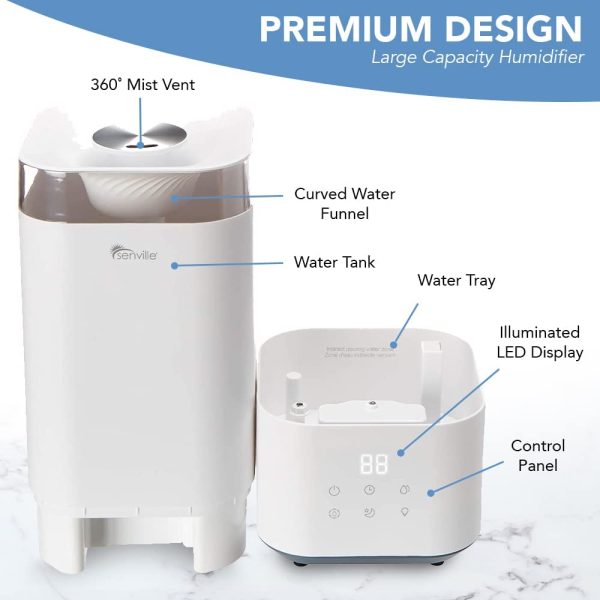 Senville 5L Top-Fill Humidifier for Home, Large Capacity Cool Mist Humidifier, Ultrasonic, with Essential Oil Diffuser for Aromatherapy - Image 4