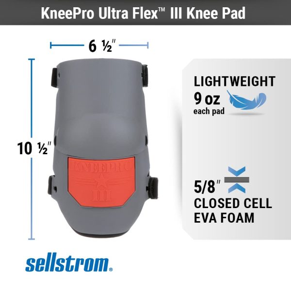 Sellstrom 96110 KneePro Knee Pads - Ultra Flex III - Heavy Duty Protection and Comfort for Construction, Gardening, Army, Flooring Work ??Grey and Orange - Image 7