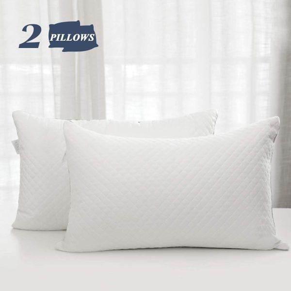 Pillows Queen Size 2 Pack for Bed Sleeping - Hotel Pillow for Side Stomach and Back Sleepers Hypoallergenic  Fabric, Fluffy Down Alternative Pillow with Super Soft Microfiber Filling for Neck Pain Allergy Sufferers, Machine Washable - Image 2