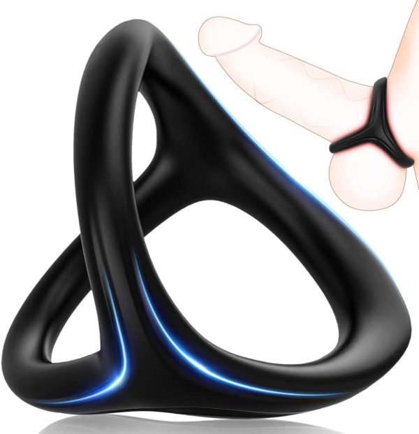 Silicone Penis Ring, Adorime 3 in 1 Ultra Soft Cock Ring for Erection Enhancing Sex Toy for Men Couple Sexual Play - Image 4