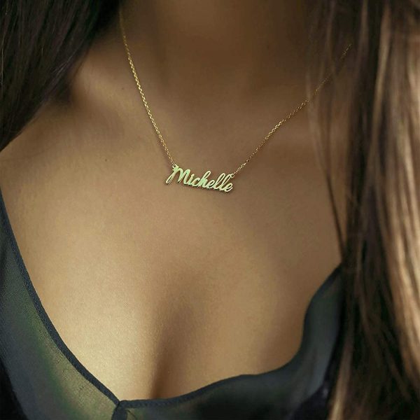 Personalized 18k gold plated cursive name necklace, 925 sterling silver with gold plated name cursive necklaces - Image 7