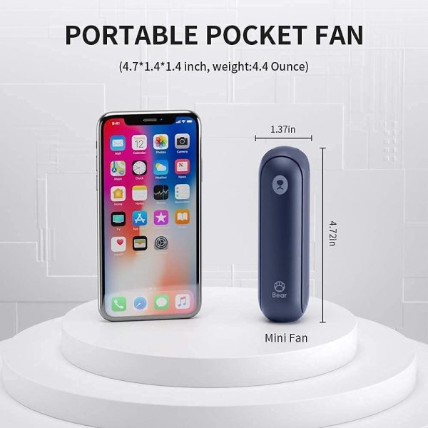 Portable Handheld Fan, Mini Pocket Hand Fan, Small Battery Operated 14-21 hours, USB Rechargeable Foldable Fan, Quiet Personal Fan with Power Bank, Flashlight for Indoor, Outdoor - Blue - Image 6