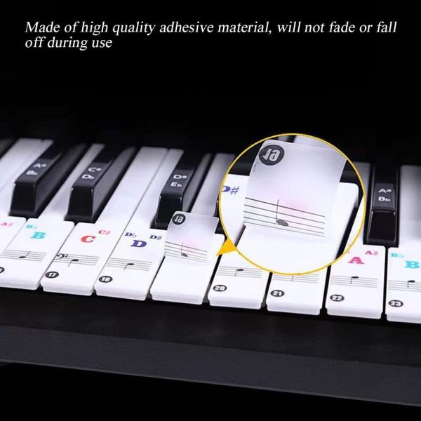 Piano Stickers for Keys, ForSewian Colorful Piano Keyboard Stickers for 88/61/54/49 Keyboard, Removable and Transparent Full Set Stickers for Kids and Beginners Learning Piano - Image 2