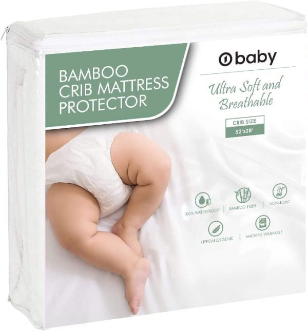 Ultra Soft Bamboo Crib Mattress Protector, Waterproof Baby Crib Sheet, 52x28x9, Long Skirt, Hypoallergenic, Crib Mattress Cover, o1brand?M? (Crib 1 Pack) - Image 2