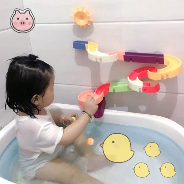 Kids Bath Toys Baby Bathtub Toys for Toddlers Building Tracks for Kids Age 3-8 Waterfall Ball for Infant Boys Girls Water Slide Shower Gift for Children Funny Tub Toys (34 Pcs) - Image 5