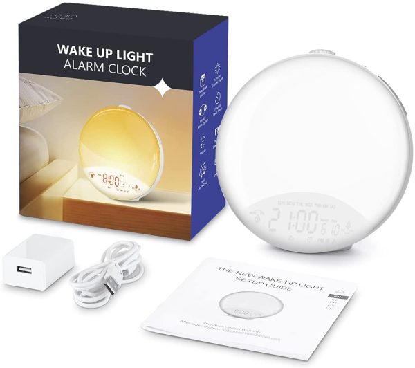 Wake Up Light, Sunrise Alarm Clock for Heavy Sleepers, 6 Colors & 4 Effects Night Light, with Dual Alarms, Sunrise Simulation, Sleep Aid & FM Radio/7 Natural Sounds/Snooze for Kids Adults Bedrooms [2022 New Version] - Image 2