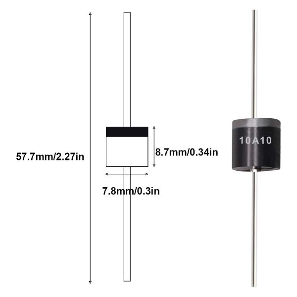 Tnisesm 20 Pcs 6A10, 10A10, 20A10 Rectifier Diode Kit 1000 Volt Electronic Silicon Diodes 6A10-10A10-20A10 - Image 3